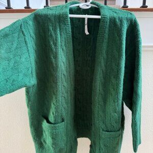 J. Crew rich green cable knit cardigan size M-L New with tags